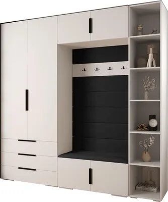 Produktbild von MEBLE KRYSPOL Inova 1 Möbelset Garderobe, 236,7x240x47cm - Weiß, Manila 18, Schwarz