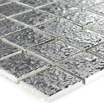 Produktbild von Mosaikfliesen Keramik Sherbrooke Silber Gehämmert