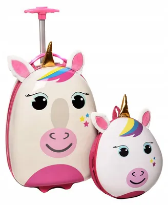 Produktbild von MPMAX Einhorn Kinder-Set Rollkoffer mit LED-Rädern und Rucksack