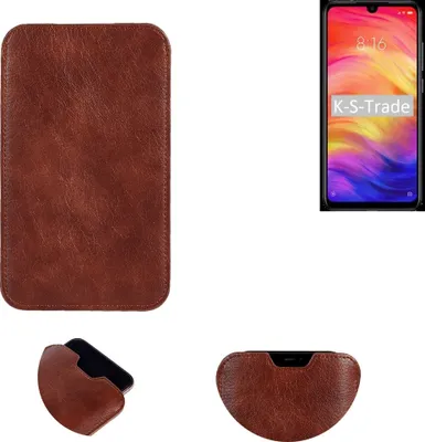 Produktbild von K-S-Trade Schutzhülle Handyhülle kompatibel mit Xiaomi Redmi Note 7 Global Handytasche Kunstleder Sleeve in braun