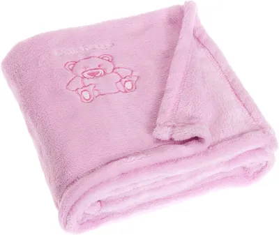 Productafbeelding van Polar fleece deken voor baby's, babydeken met berenmotief, 75x100 cm, roze