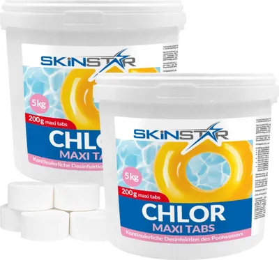 Produktbild von Chlortabletten Maxi Tabs Pool 1-10 kg Langsamlöslich Chlor Pflege für Schwimmbad - Menge: 10 kg (EUR 7,00/Kg)