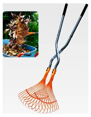 Produktbild von Laubgreifer für die Gartenarbeit mit langem Stahlgriff und breiter Klaue, gepolsterter Griff