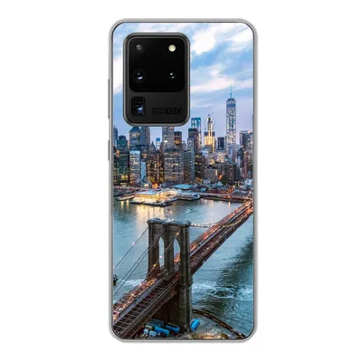 Produktbild von MuchoWow® Handyhülle Schutzhülle Hülle für Samsung Galaxy S20 Ultra New York - Skyline - Brücke Silikon Softcase Handy Hülle - Karteninhaber