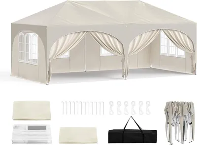 Produktbild von Woltu Faltbarer Pavillon - 3x6 m - 6 Seitenwände - Partyzelt - Wasserdicht - UV-Schutz 50+ - Höhenverstellbarer Gartenpavillon - mit Tragetasche