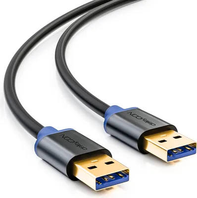 Produktbild von deleyCON 1m USB 3.0 Super Speed Kabel - USB A-Stecker zu USB A-Stecker - Übertragungsraten bis zu 5Gbit/s - /Blau