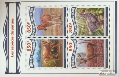 Produktbild von Briefmarken Zentralafrikanische Republik 2017 Mi 7390-7393 Kleinbogen (kompl. Ausgabe) postfrisch Ausgestorbene Spezies
