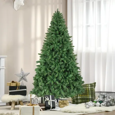 Produktbild von Künstlicher Weihnachtsbaum LED 210 cm-1400 Spitzen, 270 Warmweiße LED, 100% PVC 46 Zweige, Metallfuß, mit Metallständer, Tannenbaum, Christbaum