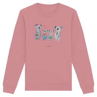 Produktbild von Mr. & Mrs. Panda Baumwoll Sweatshirt Koala Familie zwei Größe M - Canyon Pink - Geschenk, Sweater, Bio-Pullover, Muttertag, Rundhals Pullover, Koalabär, Zusammen