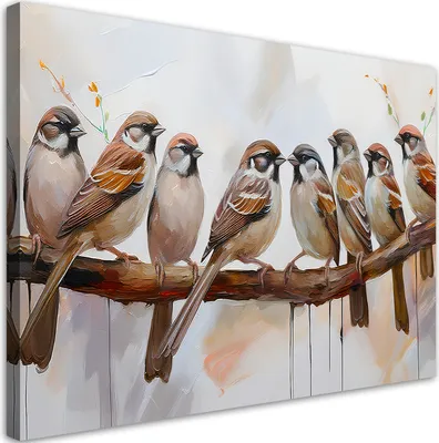 Produktbild von Leinwandbild Vögel auf einem Ast Braune 60x40 Feeby Beige bild für die wand bereit zum aufhängen