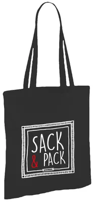 Produktbild von Tacheles Stoffbeutel – Sack & Pack Jutebeutel Tragetasche Baumwolltasche Ironie Sarkasmus 38 x 41 cm Schwarz