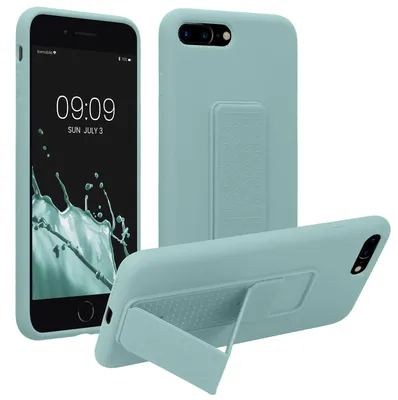 Produktbild von kwmobile Handyhülle für Apple iPhone 7 Plus / iPhone 8 Plus Hülle - TPU Silikon Case mit Fingerhalter und Stand - Schutzhülle Cover in Mintgrün