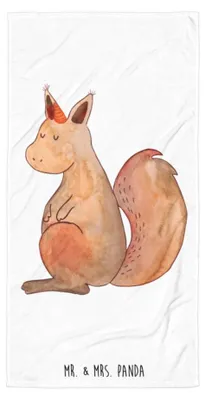 Produktbild von Mr. & Mrs. Panda Handtuch Einhorn Glauben - Weiß - Geschenk, Eichhörnchen, Großes Badehandtuch, Strandtuch, Einhörnchen, Einhörner, Unicorn, Eichhorn, Duschtuch