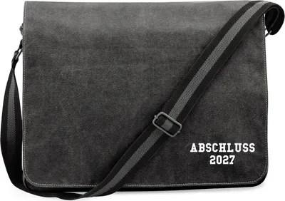 Produktbild von Huuraa Umhängetasche Abschluss 2027 Schulabschluss 14 Liter Black Canvas Laptoptasche Geschenkidee