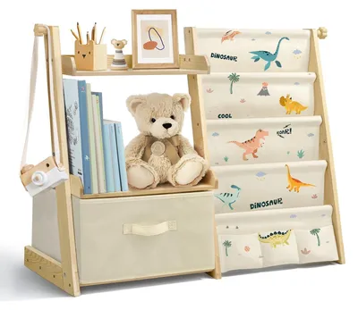 Immagine prodotto di Libreria per bambini con 4 ripiani e contenitore, organizer per giocattoli