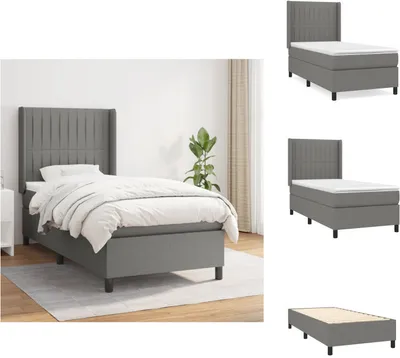 Produktbild von vidaXL Boxspringbett mit Matratze Dunkelgrau 90x190 cm Stoff -  Betten & Bettgestelle