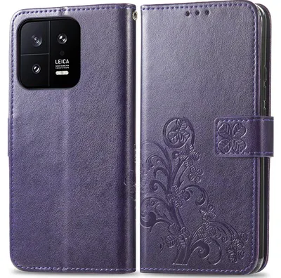 Produktbild von Mobigear Clover Schutzhülle für Xiaomi 13 – Klapphülle mit Portemonnaie – Lila