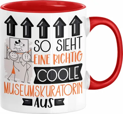 Produktbild von Museumskuratorin Geschenk Tasse Geschenkidee für Museumskuratorin Geburtstag Weihnachten Spruch So Sieht Eine Richtig Coole Museumskuratorin Aus Kaffee-Becher  (Rot)
