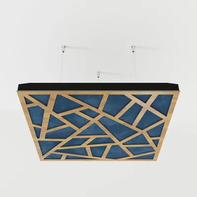 Productafbeelding van Set van 4 akoestische plafondpanelen SKYROSS, 50x50x5 cm, eiken/blauw