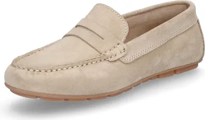 Produktbild von MIDS MIRELLA Damen Mokassin beige aus weichem Rauleder mit Lederfußbett – bequem & leicht – Portugal