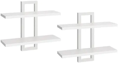 Produktbild von PromoHome® Schwebende Wandregale Set aus 2 – Moderne Aufbewahrungslösung für jeden Raum, 38 x 14 x 13 cm, Weiß