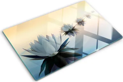 Imagen del producto de Cubierta para placa de cocina – Cubierta para placa de inducción – Placa de protección de vidrio – 80x52 cm – Placas de protección de vidrio para cocina – Vidrio templado – Flores de loto