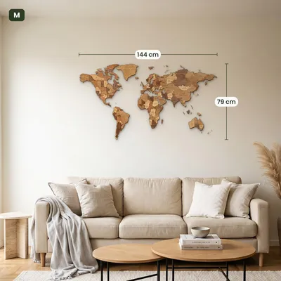 Produktbild von Holz Weltkarte Wandpuzzle Choco M (144x79cm)