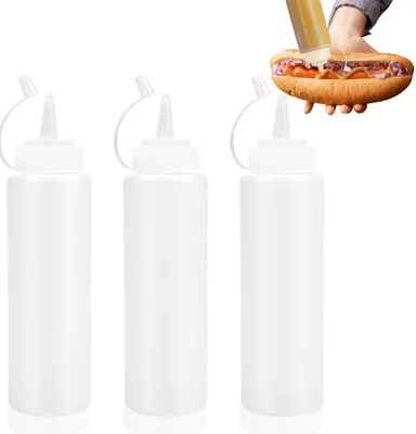 3 Knijpflaschen 500 ml – transparent, BPA-frei, für Saucen & Sirup