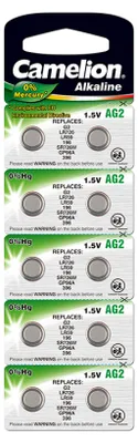 Produktbild von Camelion Knopfzelle LR59 / AG2 / G2 / LR726 / 196 / SR726W / GP96A / 396 10er Blister