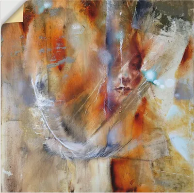 Produktbild von ARTland Wandbild, selbstklebend Cora mit Feder Größe: 100x100 cm