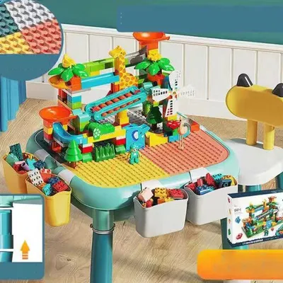 Produktbild von 360Home Bauklotztisch Kinder Multifunktionsspieltisch Rutsche Klavierrutsche