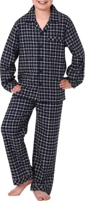 Produktbild von Jungen Flanell Pyjama langarm Schlafanzug in Karo Optik mit Knopfleiste - 222 501 15 851 ; grau , 152