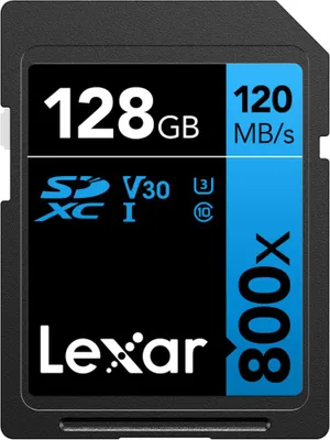 Produktbild von Lexar High-Performance 800xPRO, 128 GB, SDXC, Klasse 10, UHS-I, 150 MB/s, 45 MB/s