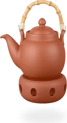 Obrázok produktu pre Tenno Teeset / Čajník 1,1 litra s sitkom a podstavcom z hliny, ručne vyrobený