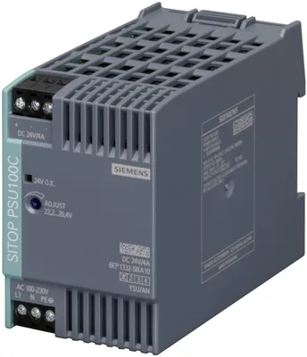 Produktbild von Siemens SITOP PSU100C/1ACDC/DC24V/4A, Drinnen, IP20, Mehrfarbig, CE, RoHS, REACH, 52,5 mm, 80 mm