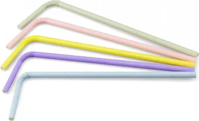 Produktbild von Trinkhalm aus Papier , Pastellfarben, flexibel, Ø 6 mm / 24 cm, 200 Stück