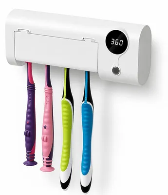 Produktbild von UV Zahnbürsterhalter & Desinfektionsbox – 4 Slots, Wandmontage ohne Bohren – Zahnbürsten-UV-Reiniger mit Smart-Sicherheitsstop fürs Badezimmer