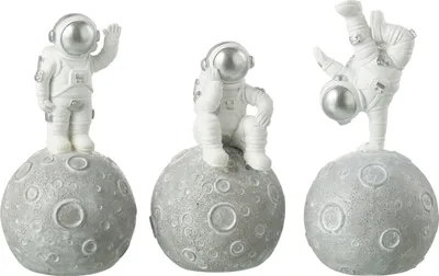 Produktbild von J-Line J-Line Spardose Astronauten - Polyresin - Weiß/Silber - 3 Stück