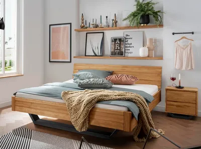 Produktbild von Doppelbett 'Mona II' 180x200cm Wildeiche geölt