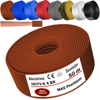 Obrázok produktu pre 50 m žilový kábel H07 V-K BR 1x4 mm² hnedý jednožilový flexibilný