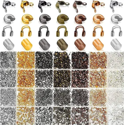 Immagine prodotto di Set di perline per gioielli, 2100 pezzi, in ottone, 7 colori, per orecchini e collane