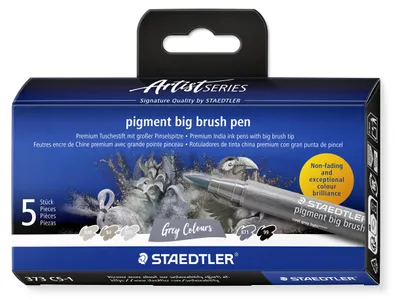 Image de STAEDTLER® 373 C5-1 Stylo pinceau à pigments, gris, 5 pièces