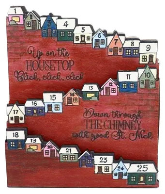 Productafbeelding van Adventskalender - 25 houten huisjes - Countdown-kalender - 25-delig