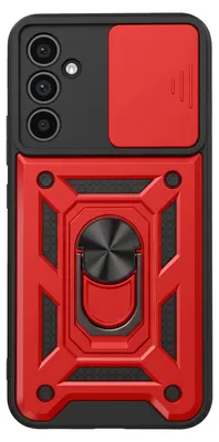 Zdjęcie produktu dla Mayaxess, etui ochronne do telefonu Galaxy A34 5G, odporne na wstrząsy, z ochroną obiektywu aparatu i pierścieniem, kolor czerwony / czarny