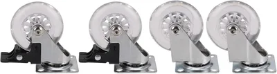 Produktbild von hochbelastbare 75-mm-Lenkrollen mit Bremsen, Tragfähigkeit 100 kg/Rad (2 Lenkrollen + 2 Bremsrollen)