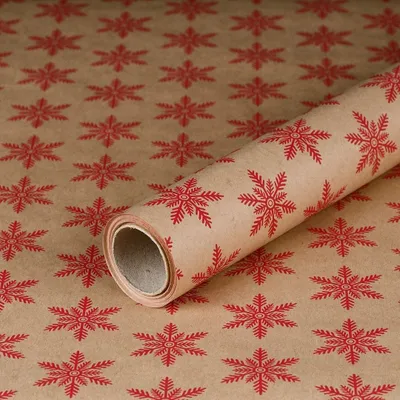 Produktbild von Geschenkpapier für Weihnachten, Schneekristall, Rot, 0,70 x 10 m