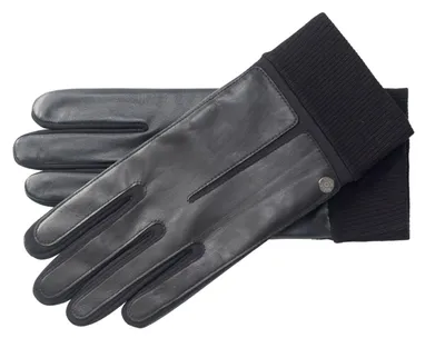 Roeckl Touch Leder-Handschuhe mit Strickbund  in schwarz