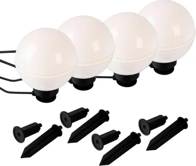 Produktbild von 4x Außen Steckleuchten, Kugel, weiß, Erdspieß, Kabel, D 20 cm