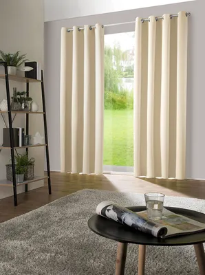 Produktbild von heimtexland ® 1 Paar Verdunklungsgardinen Thermovorhänge Ösenschal  Typ139 Creme HxB 245 x 135 cm