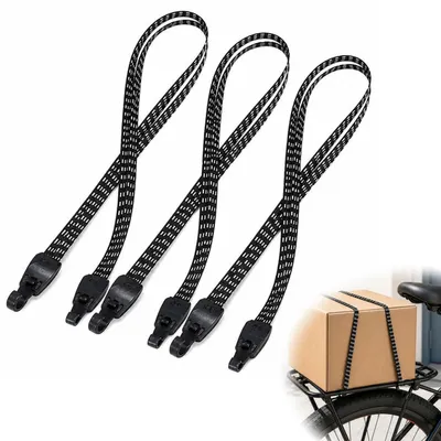 Produktbild von Gepäckspanner Fahrrad mit Haken 70 cm Schwarz-Weiß-Streifen 3 Stück